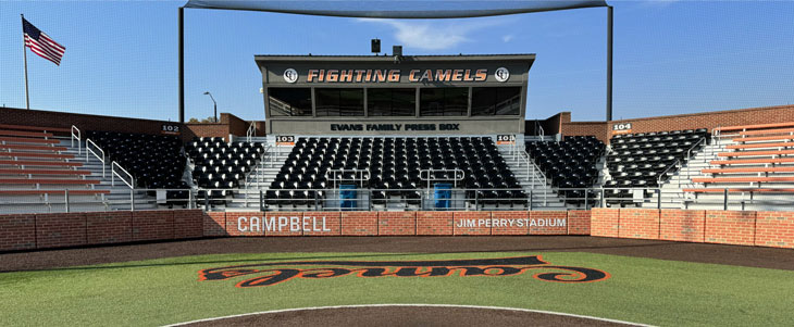 Jim Perry Stadium Backstop Custom Designed by Field Wall Pads