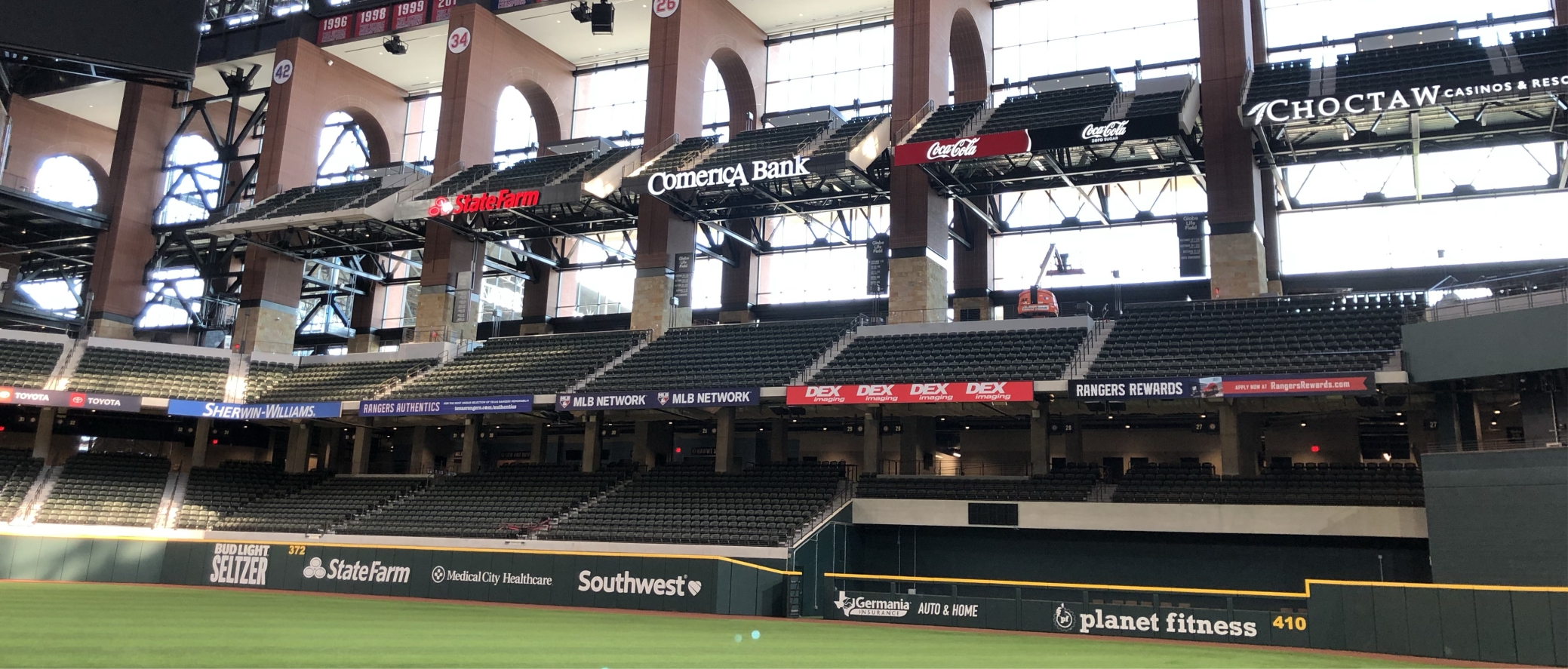 Outfield Wall Pads with Graphics at Globe Life Field by Field Walls Pads