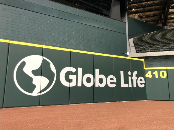 Custom Outfield Wall Pads with Graphics at Globe Life Field by Field Walls Pads