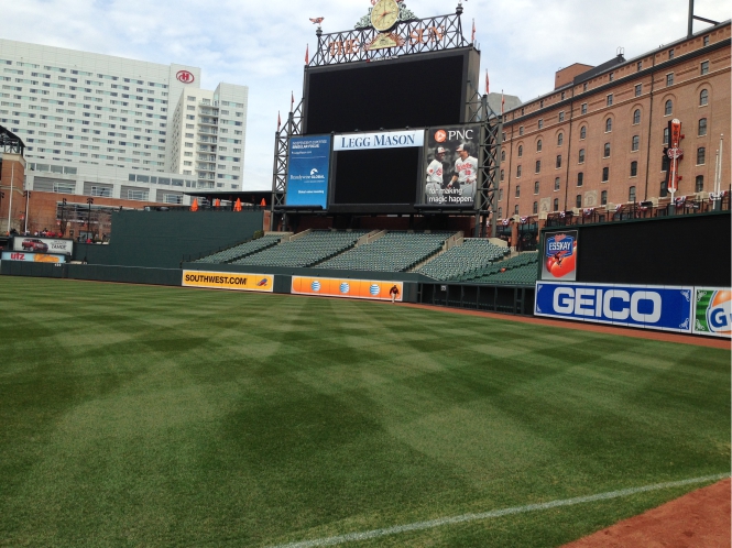 Custom Outfield Wall Padding with Graphics at Oriole Park At Camden Yards by Field Wall Pads