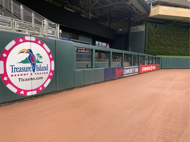 Custom Outfield Wall Pads with Graphics at Target Field By Field Wal Pads